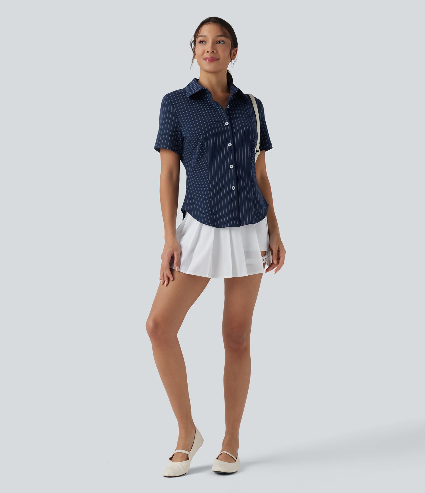 Kurzärmeliges, gestreiftes Freizeithemd mit Cool-Touch-Effekt