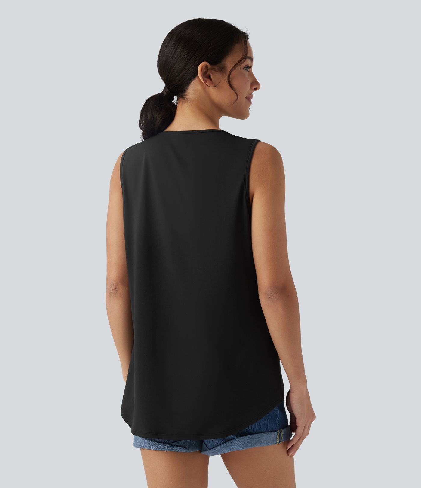 Round Neck Contrast Lace Casual Tank Top