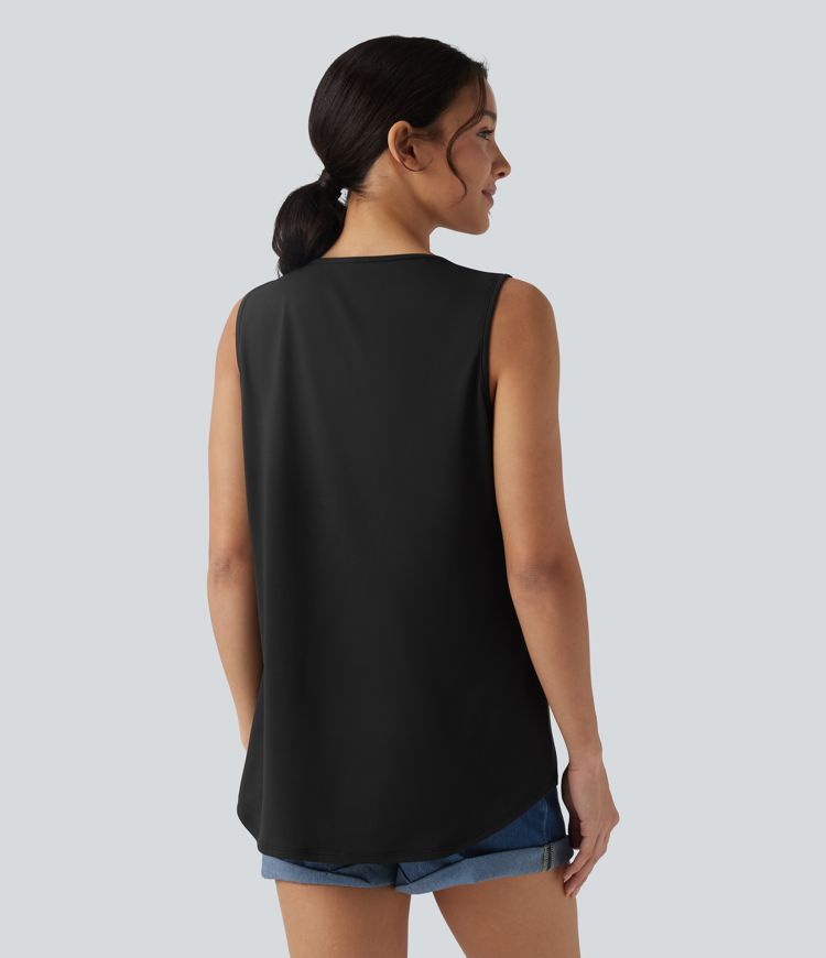 Round Neck Contrast Lace Casual Tank Top