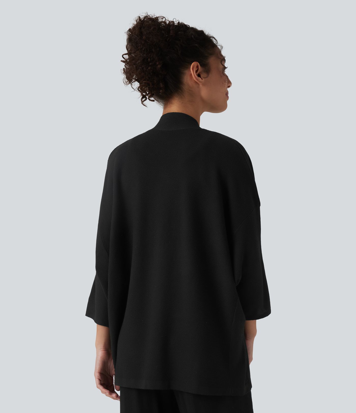 Cárdigan casual abierto al frente con mangas 3/4