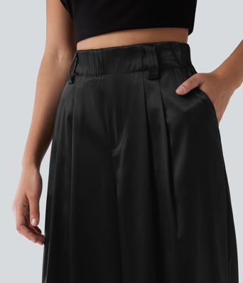 Halara Flex™ High Waisted Wide Leg Satin Work Pants with Pockets
