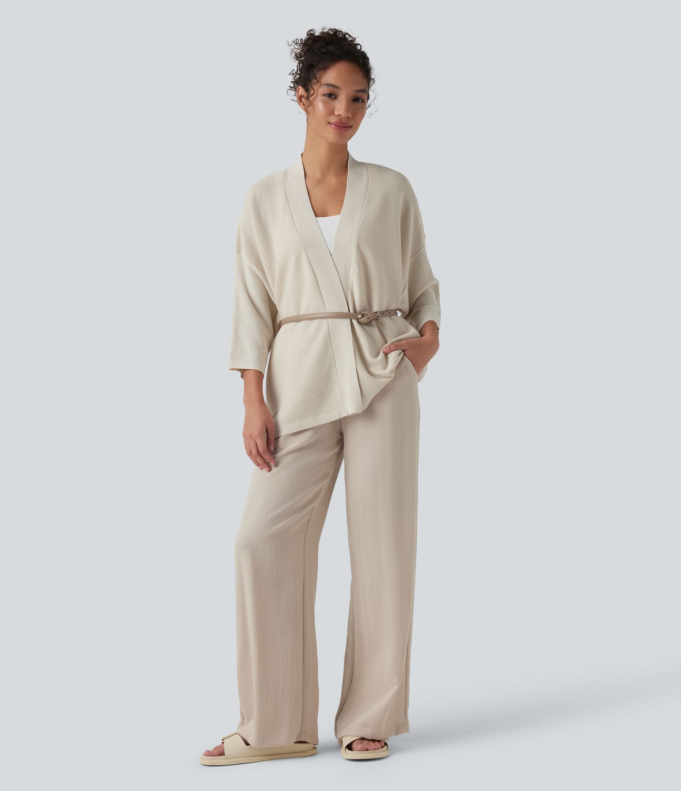 Gilet décontracté ouvert à manches 3/4