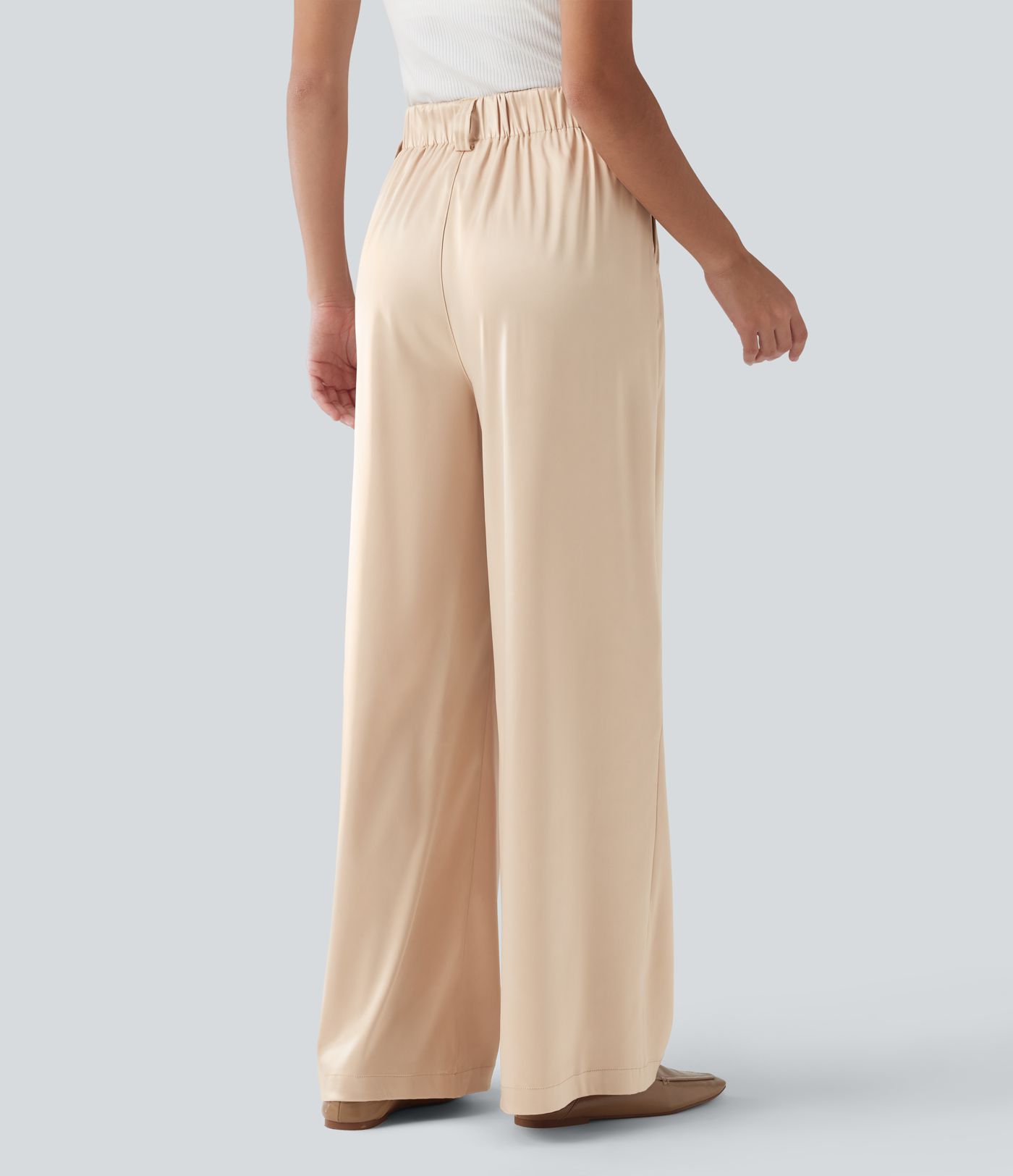 Halara Flex™ High Waisted Wide Leg Satin Work Trousers with Pockets