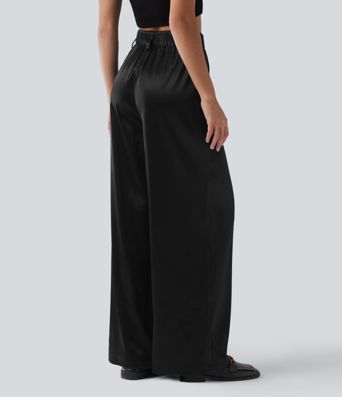Halara Flex™ High Waisted Wide Leg Satin Work Pants with Pockets