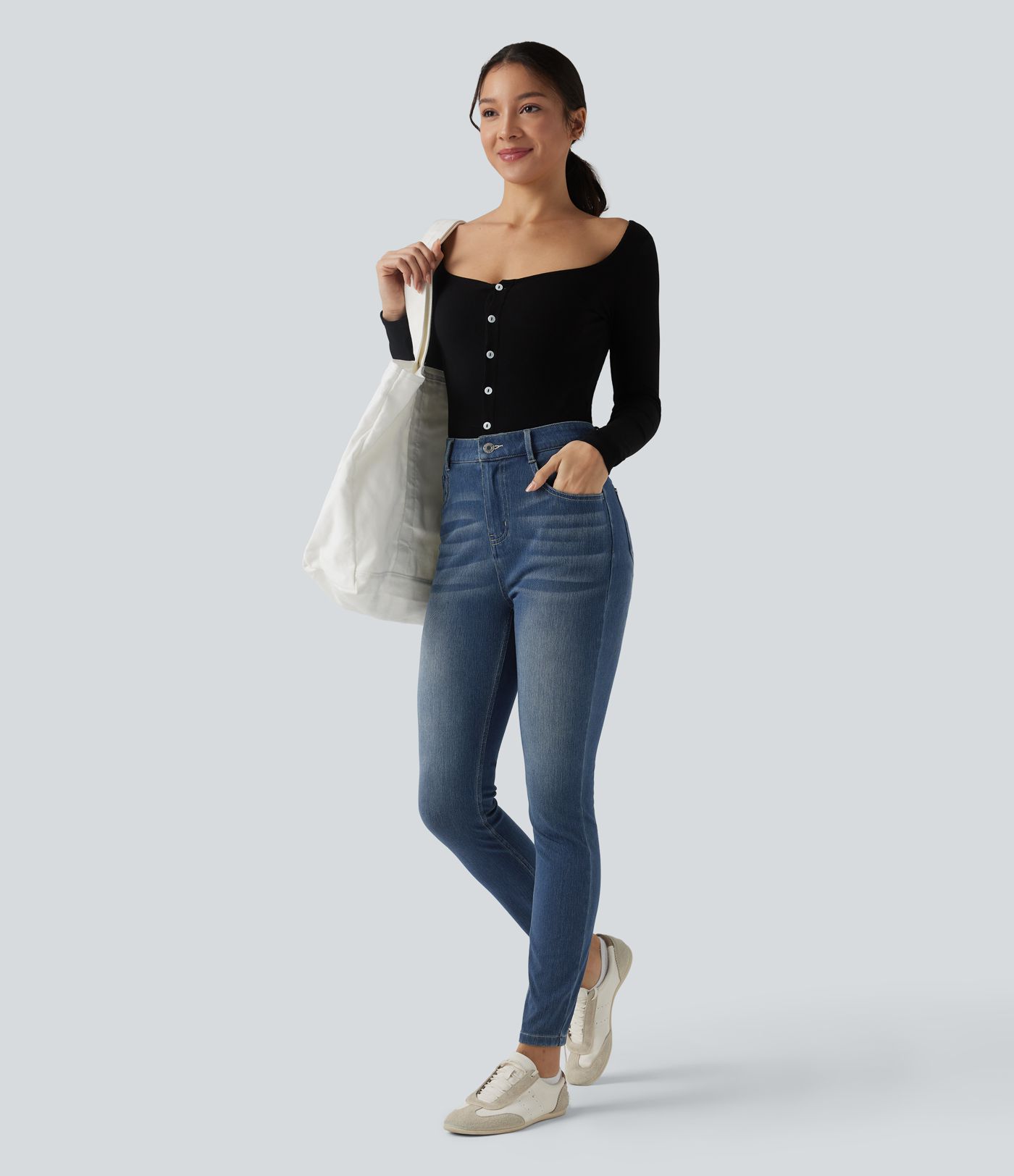 Halara Flex™ High Waisted Women Casual Skinny Denim Jeans with Pockets