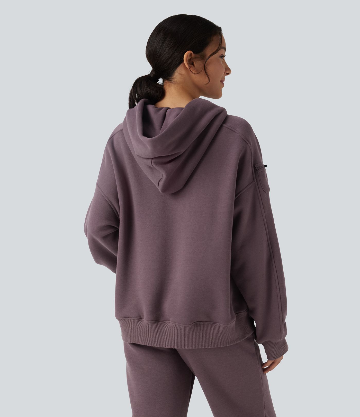 Hooded Long Sleeve Oversize Fleece Casual Sports Sweatshirt with Pockets