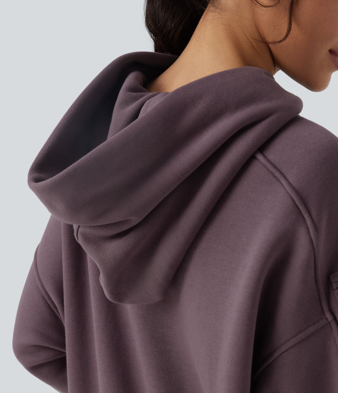 Hooded Long Sleeve Oversize Fleece Casual Sports Sweatshirt with Pockets