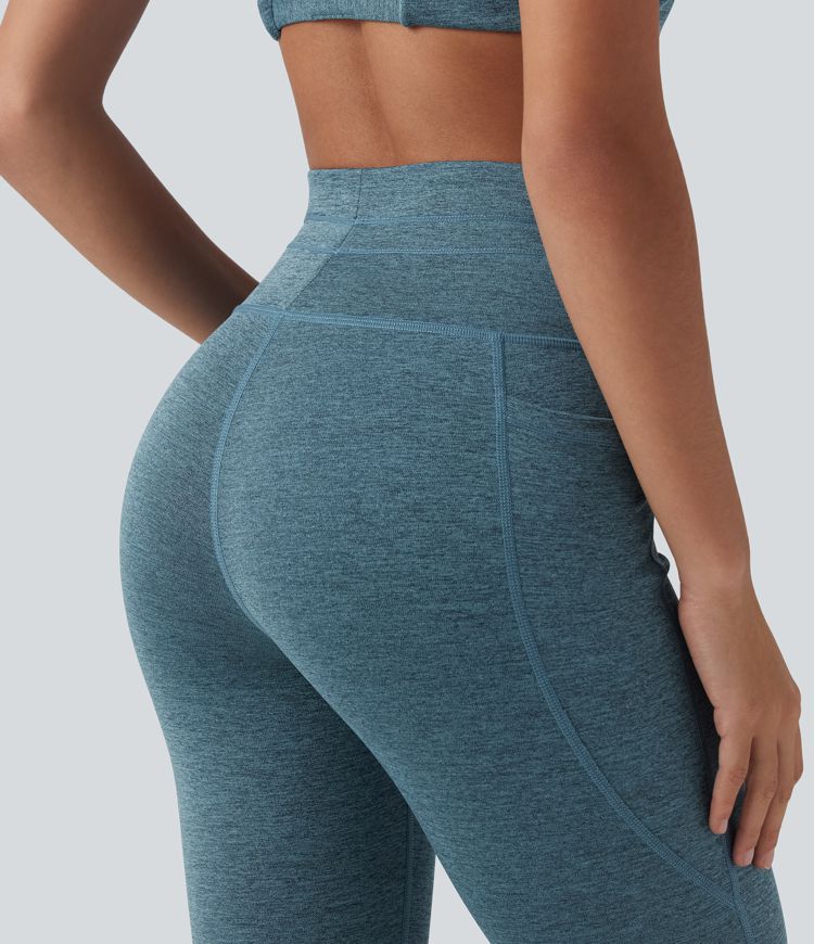 Halara UltraSculpt™ Heathered High Waisted Drawstring Quick Dry Yoga 7/8 Leggings with Pockets