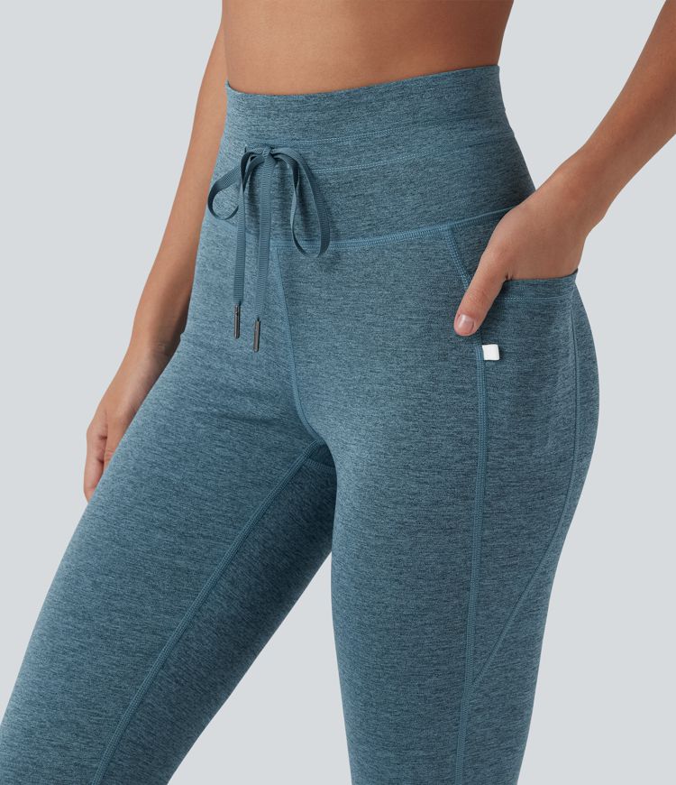 Halara UltraSculpt™ Heathered High Waisted Drawstring Quick Dry Yoga 7/8 Leggings with Pockets