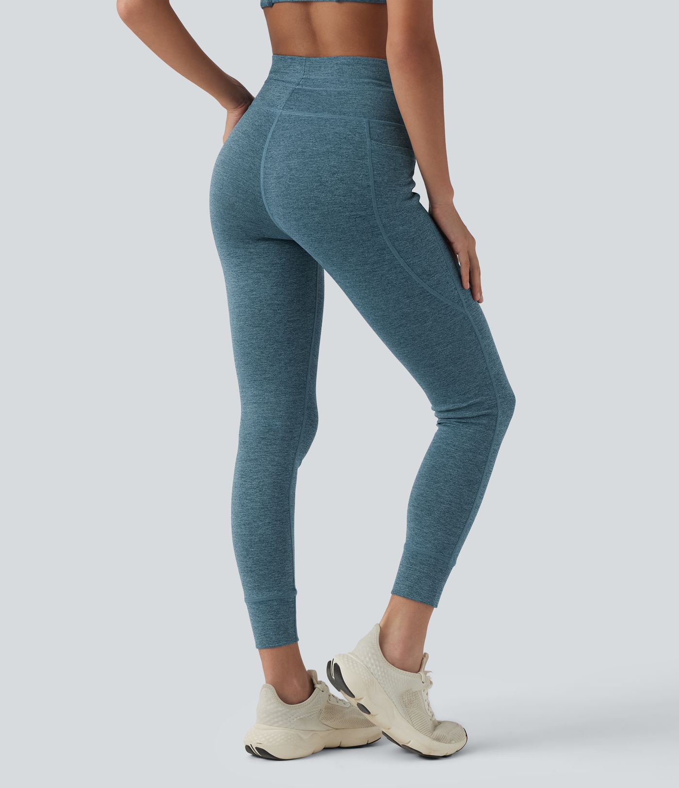 Halara UltraSculpt™ Heathered High Waisted Drawstring Quick Dry Yoga 7/8 Leggings with Pockets