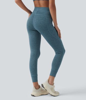 Halara UltraSculpt™ Heathered High Waisted Drawstring Quick Dry Yoga 7/8 Leggings with Pockets