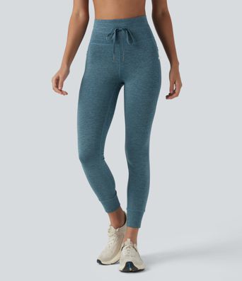 Halara UltraSculpt™ Heathered High Waisted Drawstring Quick Dry Yoga 7/8 Leggings with Pockets
