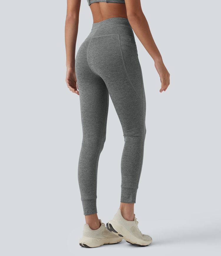 Halara UltraSculpt™ Heathered High Waisted Drawstring Quick Dry Yoga 7/8 Leggings with Pockets