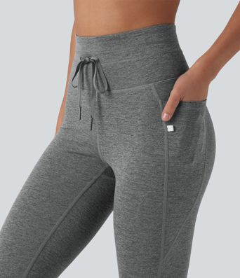 Halara UltraSculpt™ Heathered High Waisted Drawstring Quick Dry Yoga 7/8 Leggings with Pockets