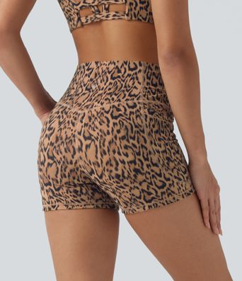 Halara UltraSculpt™ Leopard Print High Waisted Tummy Control Shaping Training Biker Shorts 3'' with Pockets