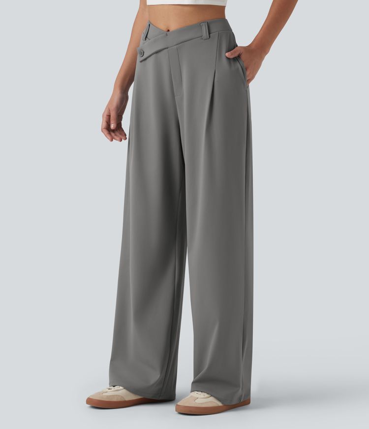 Pantalon tailleur ample asymétrique taille haute Halara Flex™ DayStretch avec poches