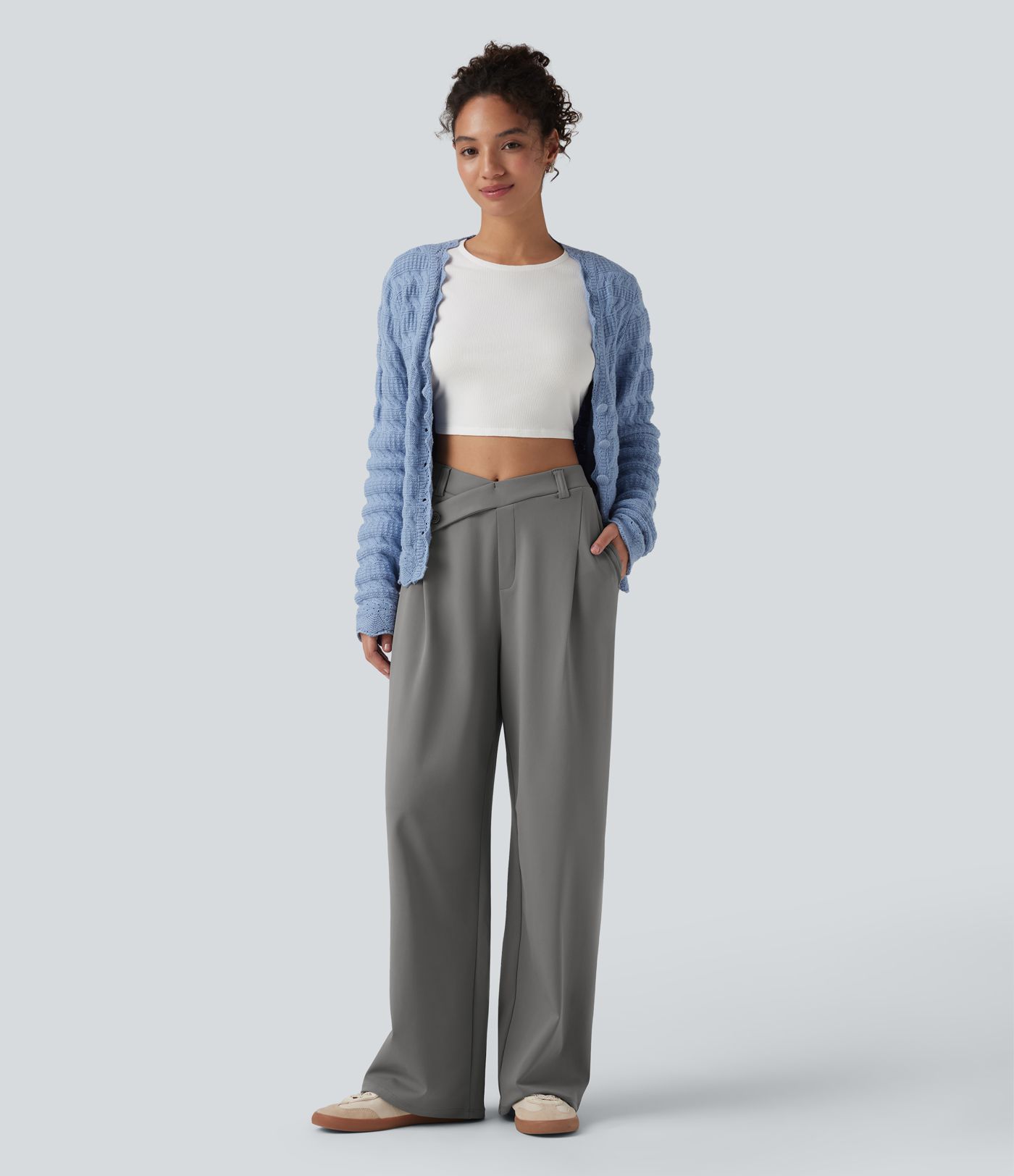 Pantalon tailleur ample asymétrique taille haute Halara Flex™ DayStretch avec poches