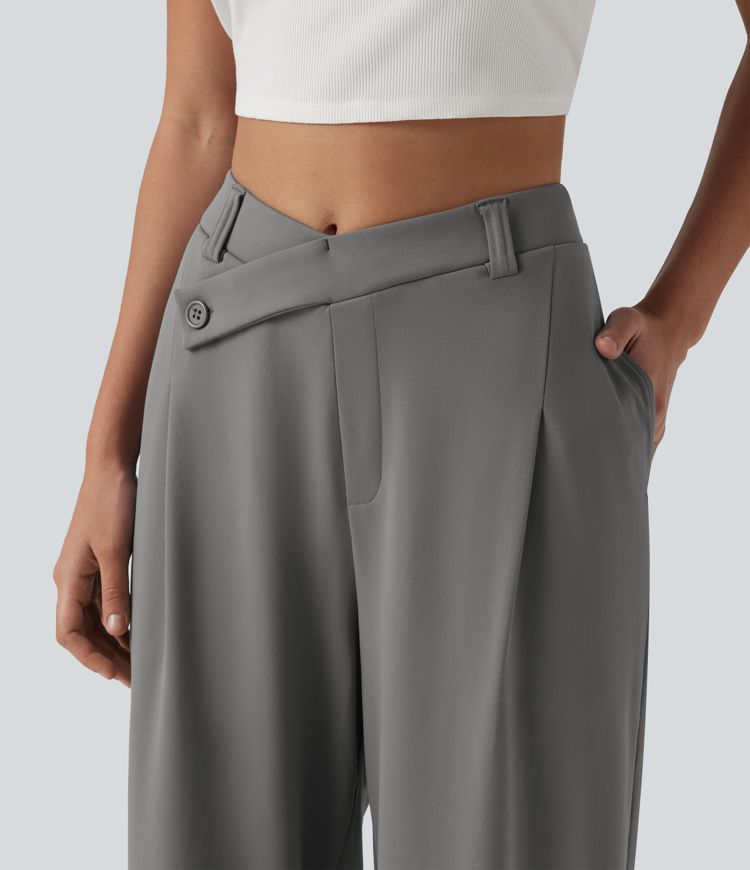 Pantalon tailleur ample asymétrique taille haute Halara Flex™ DayStretch avec poches