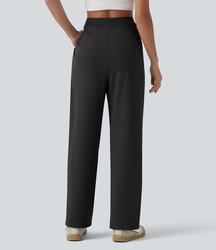 Pantalon tailleur jambes droites asymétrique taille haute Halara Flex™ DayStretch avec poches