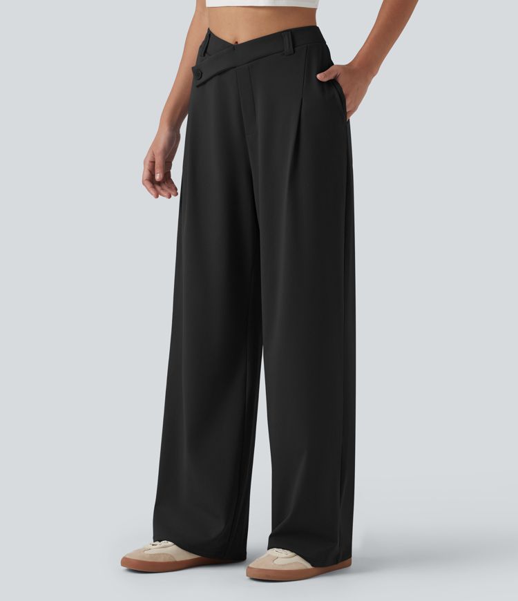 Pantalon tailleur ample asymétrique taille haute Halara Flex™ DayStretch avec poches