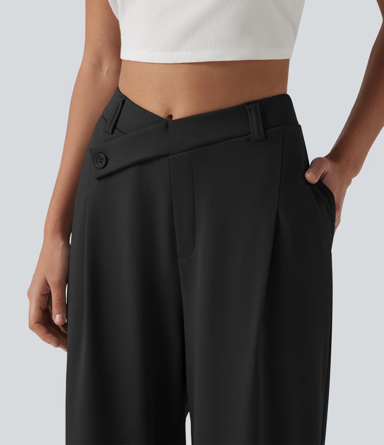 Pantalon tailleur ample asymétrique taille haute Halara Flex™ DayStretch avec poches