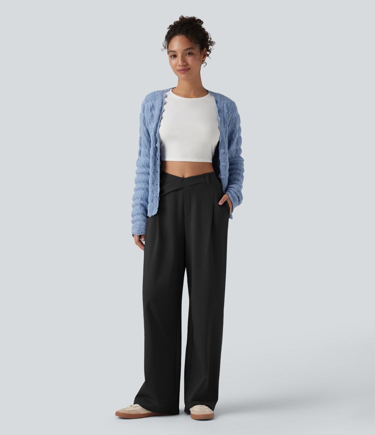 Pantalon tailleur ample asymétrique taille haute Halara Flex™ DayStretch avec poches