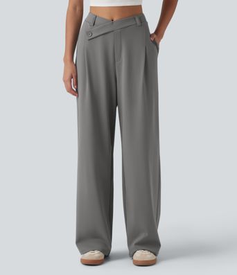 Pantalon tailleur ample asymétrique taille haute Halara Flex™ DayStretch avec poches