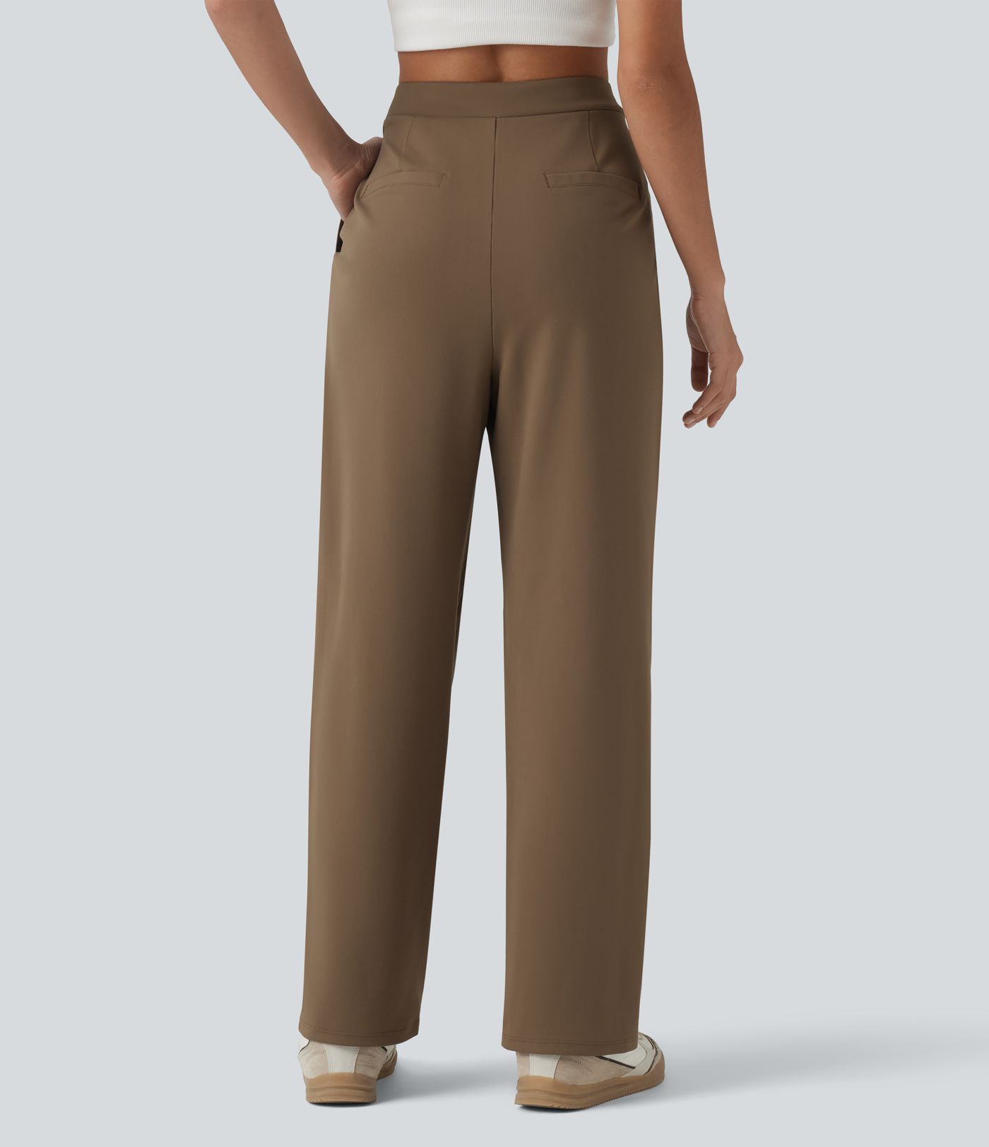 Pantalon tailleur jambes droites asymétrique taille haute Halara Flex™ DayStretch avec poches