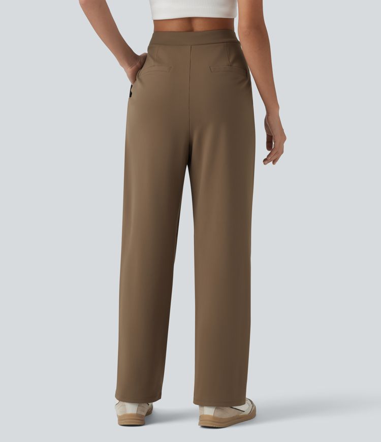 Pantalon tailleur jambes droites asymétrique taille haute Halara Flex™ DayStretch avec poches