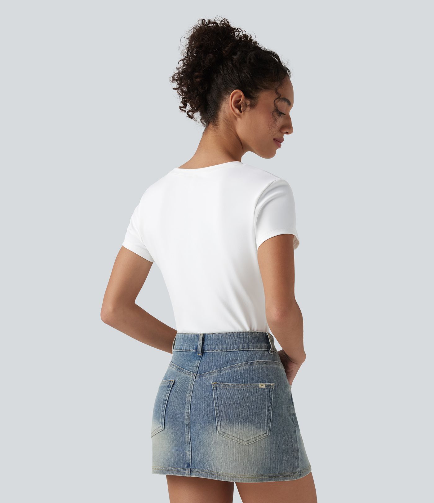 Round Neck Slim Casual Baby Tee-Longer Length