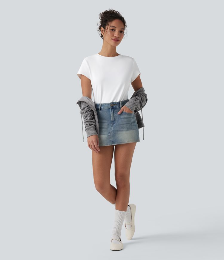 Round Neck Slim Casual Baby Tee-Longer Length