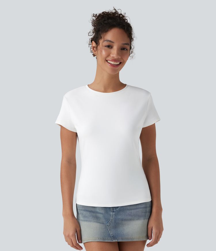 Round Neck Slim Casual Baby Tee-Longer Length