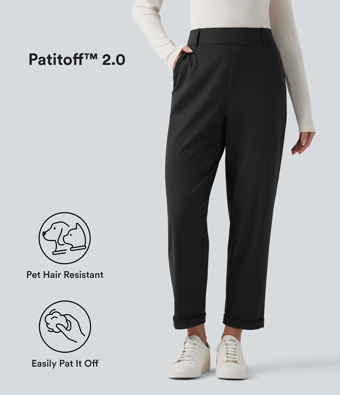Patitoff™ 2.0 Pet Hair Resistant High Waisted Tapered Casual Pants with Pockets