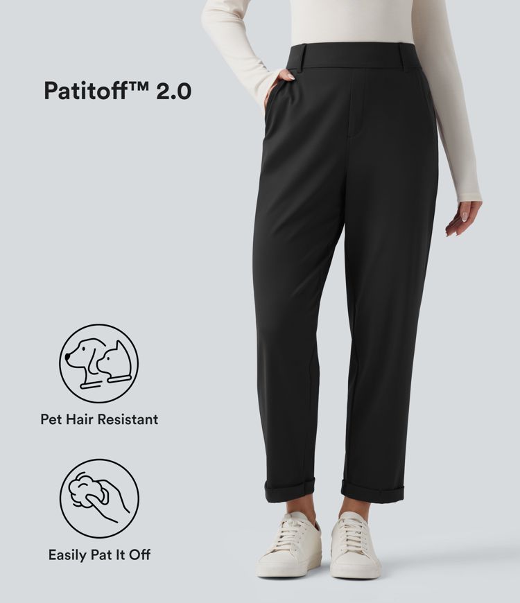 Patitoff™ 2.0 Pet Hair Resistant High Waisted Tapered Casual Pants with Pockets