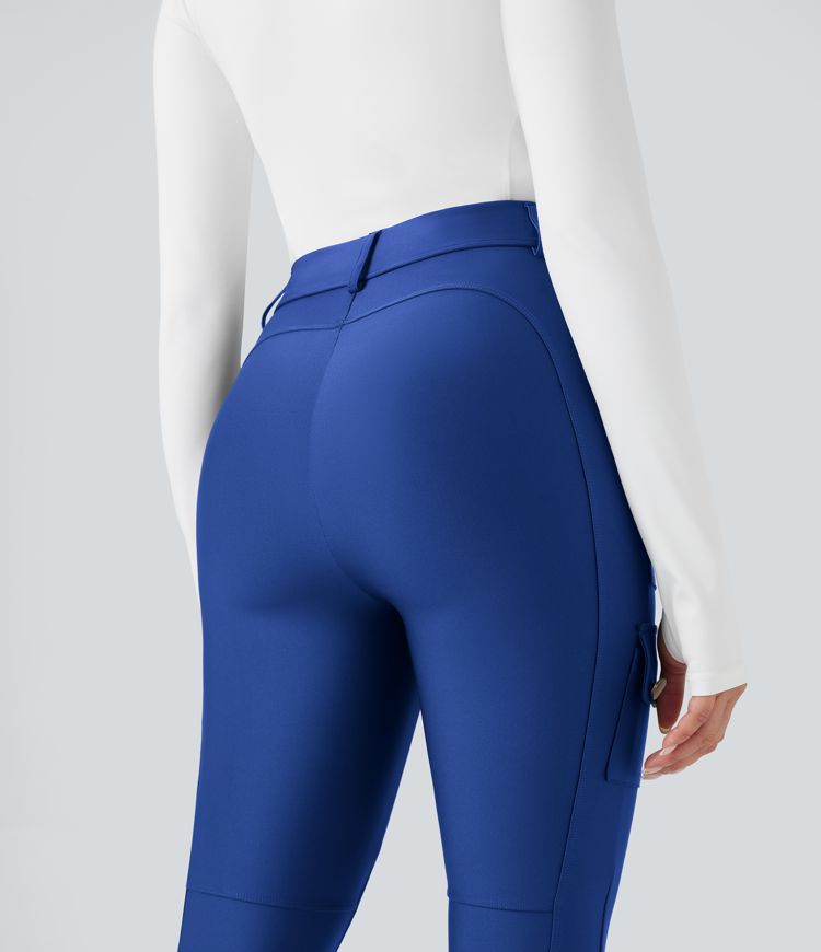 Högmidjade, glansiga 7/8-leggings med fickor