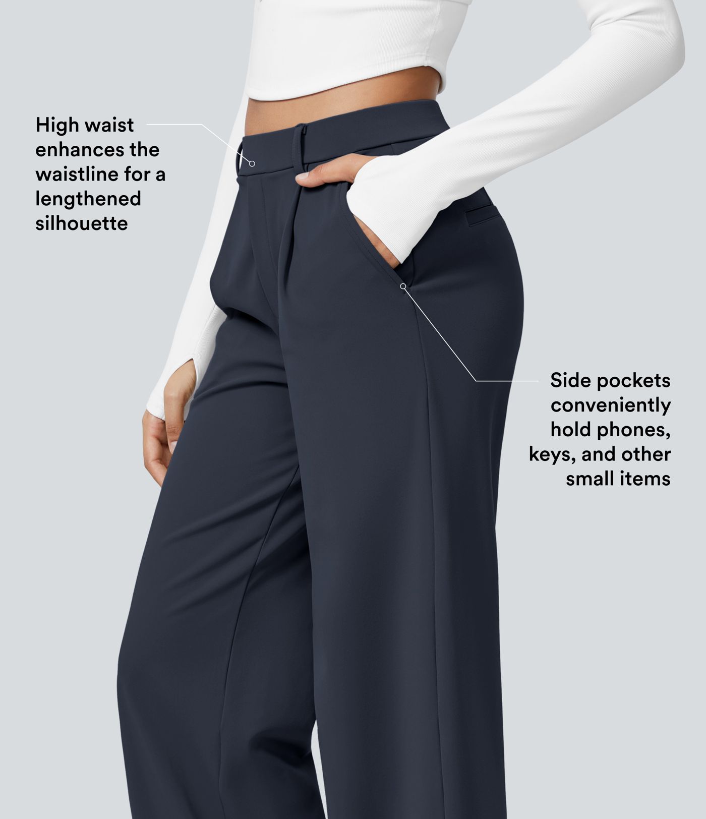Halara Flex™ High Waisted Pocket Straight Leg Work Trousers