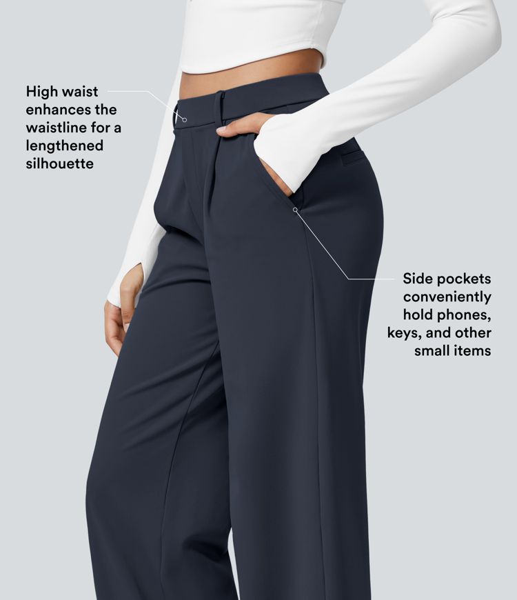 Halara Flex™ High Waisted Pocket Straight Leg Work Trousers