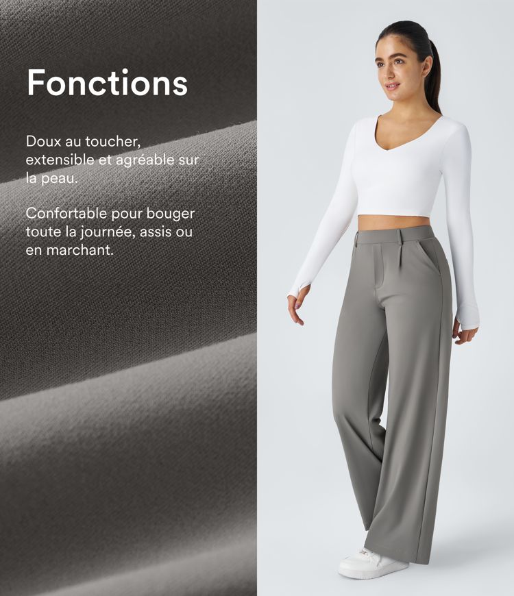 Pantalon tailleur Halara Flex™ DayStretch coupe droite taille haute avec poches