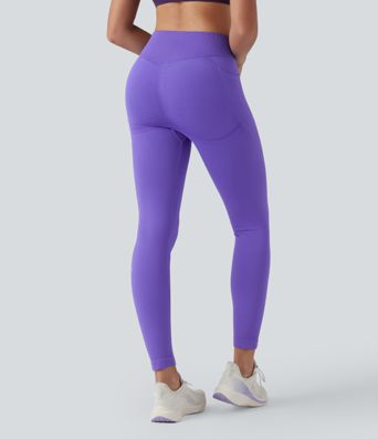 OneForm Seamless Flow High Waisted Tummy Control Butt Lifting Yoga 7/8 Leggings with Pockets
