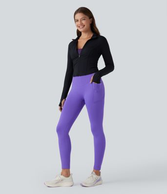 OneForm Seamless Flow High Waisted Tummy Control Butt Lifting Yoga 7/8 Leggings with Pockets