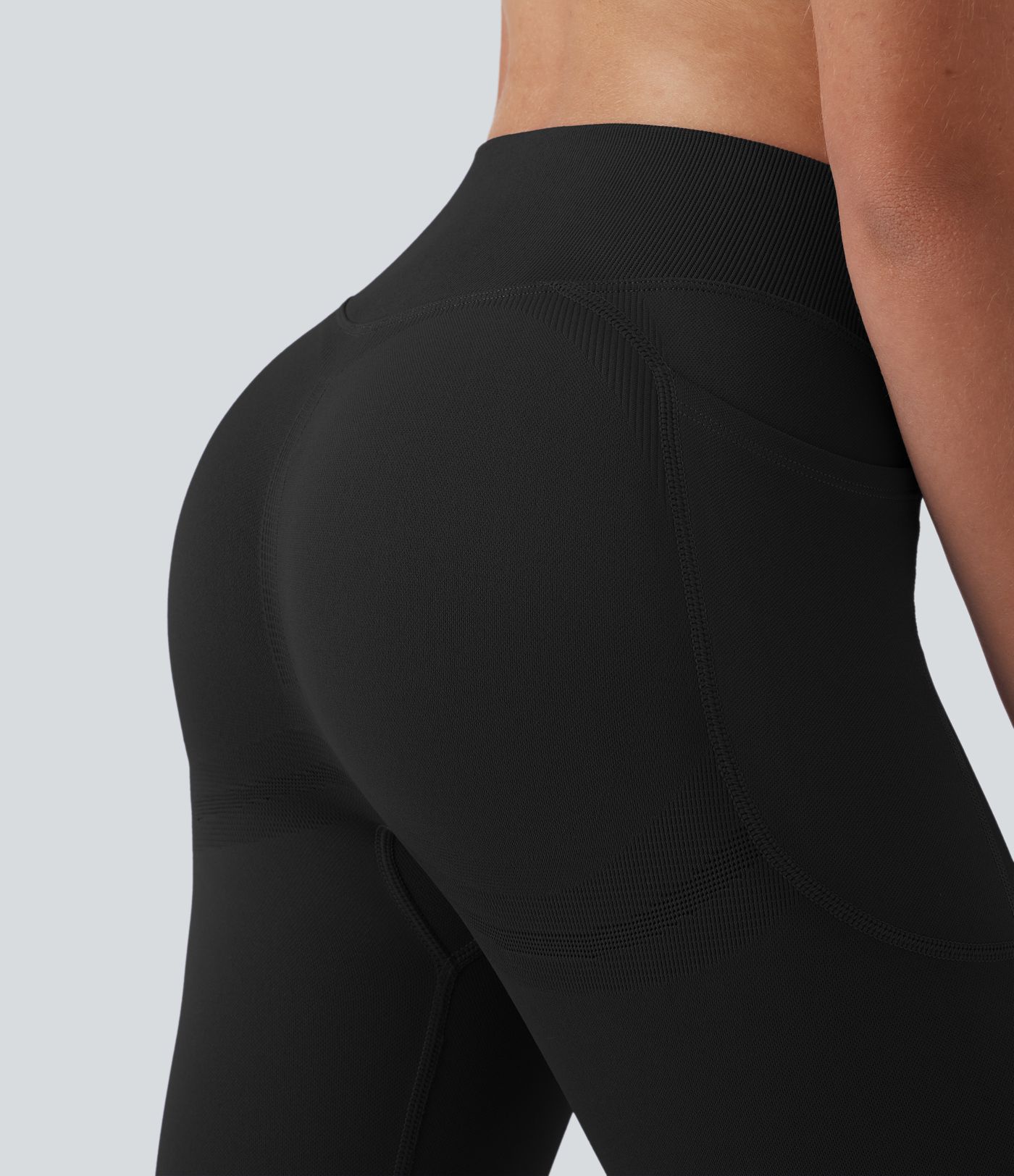 OneForm Seamless Flow High Waisted Tummy Control Butt Lifting Yoga 7/8 Leggings with Pockets