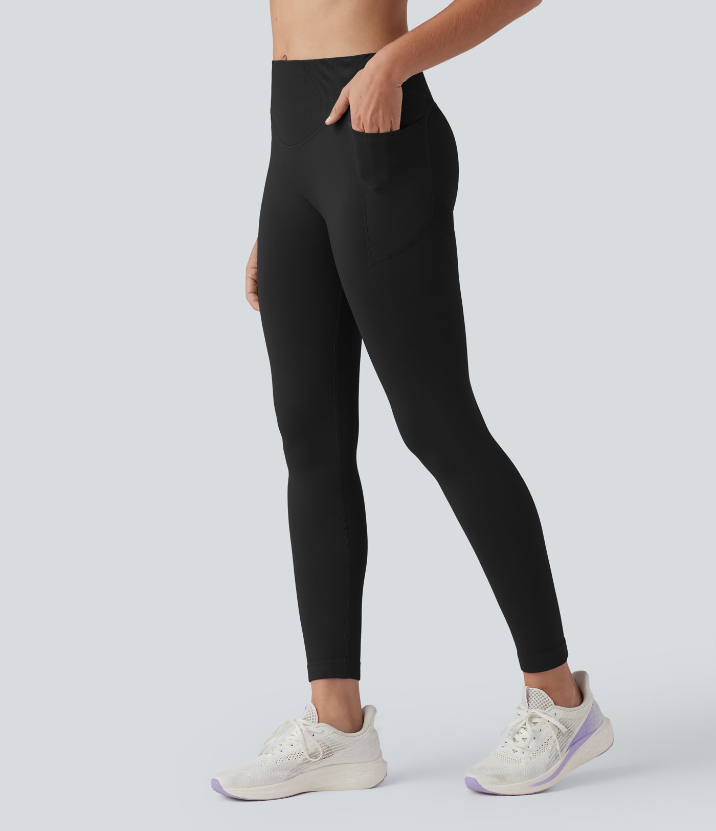 OneForm Seamless Flow High Waisted Tummy Control Butt Lifting Yoga 7/8 Leggings with Pockets