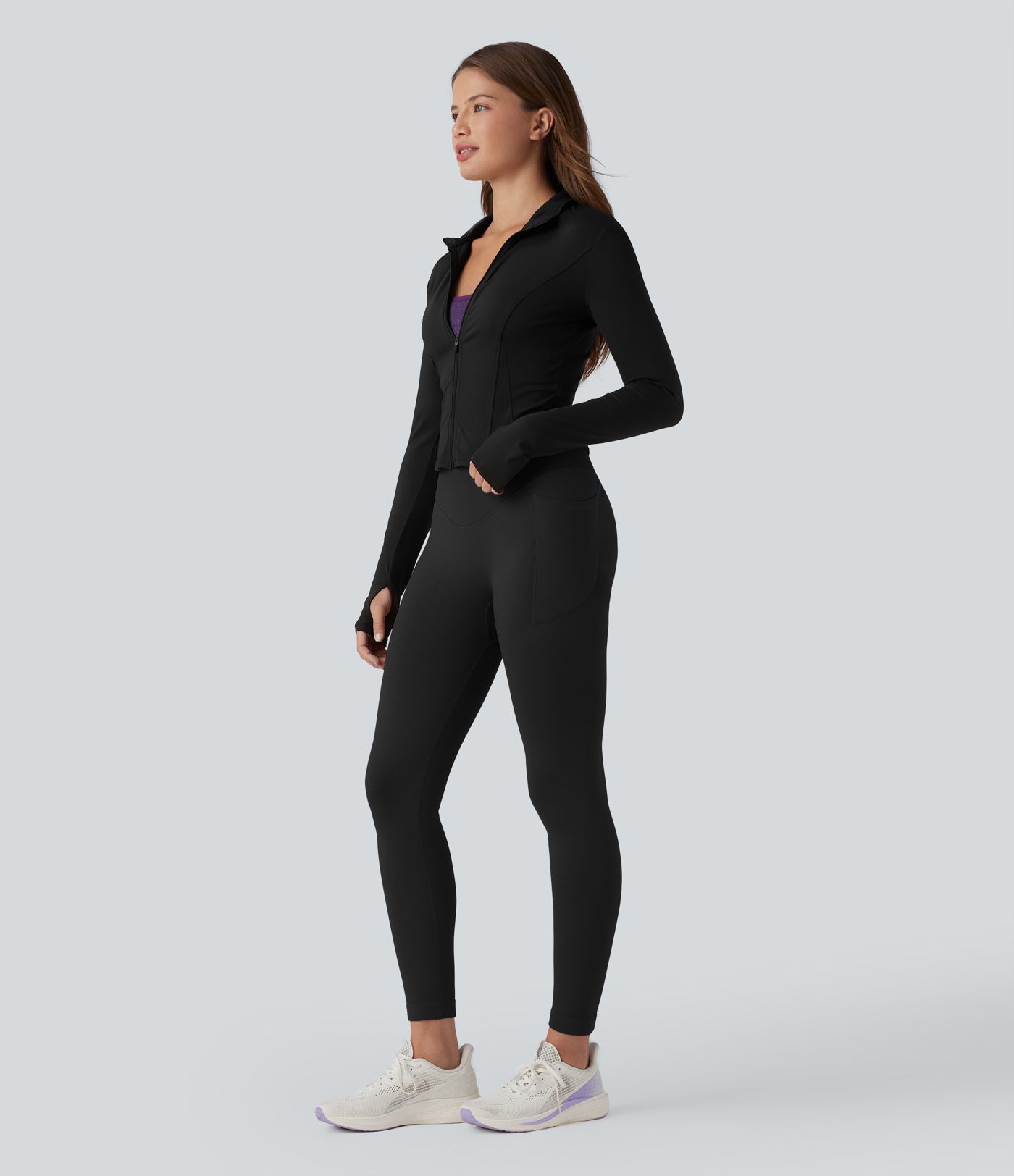 OneForm Seamless Flow High Waisted Tummy Control Butt Lifting Yoga 7/8 Leggings with Pockets