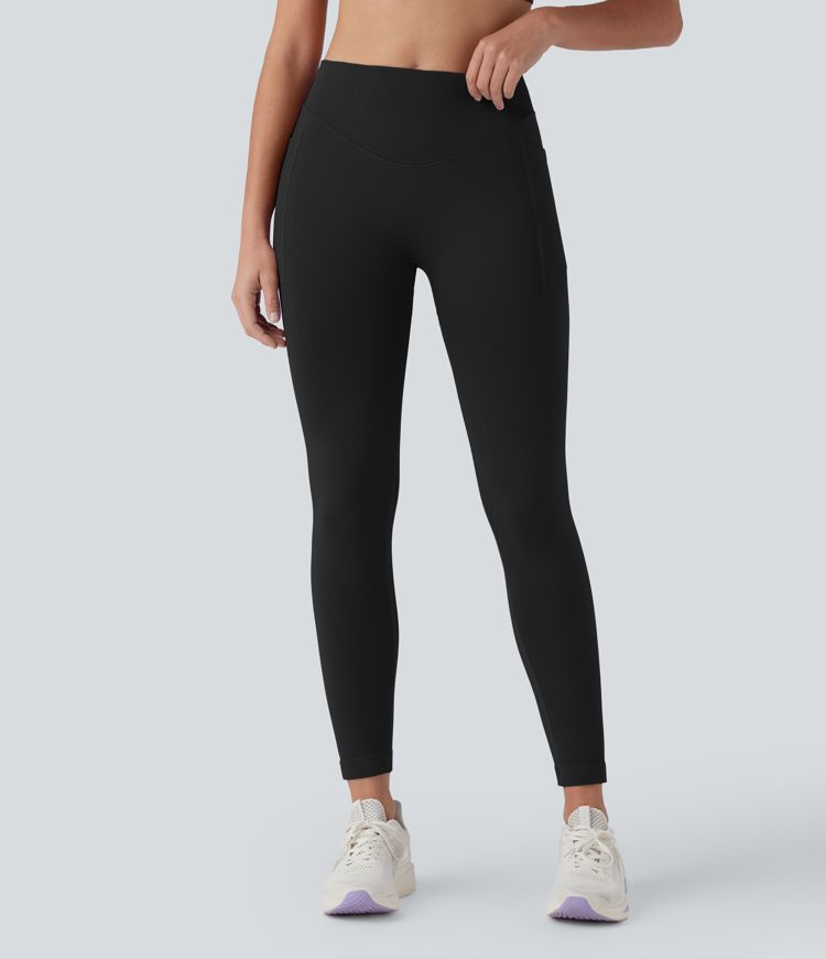 OneForm Seamless Flow High Waisted Tummy Control Butt Lifting Yoga 7/8 Leggings with Pockets
