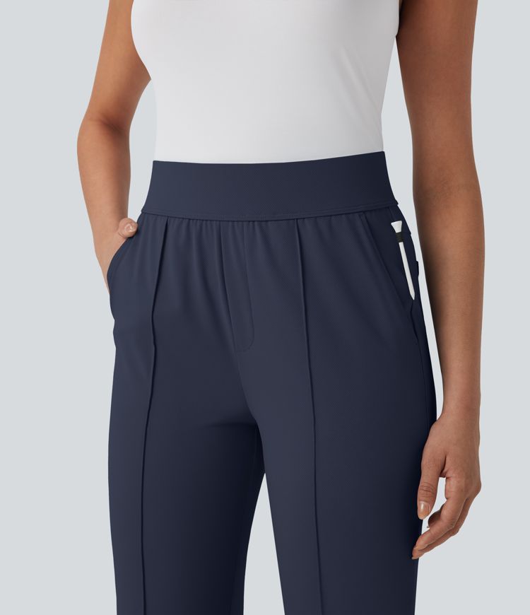 Pantalon de golf séchage rapide, taille mi-haute, avec poches et poche tee, UPF40+