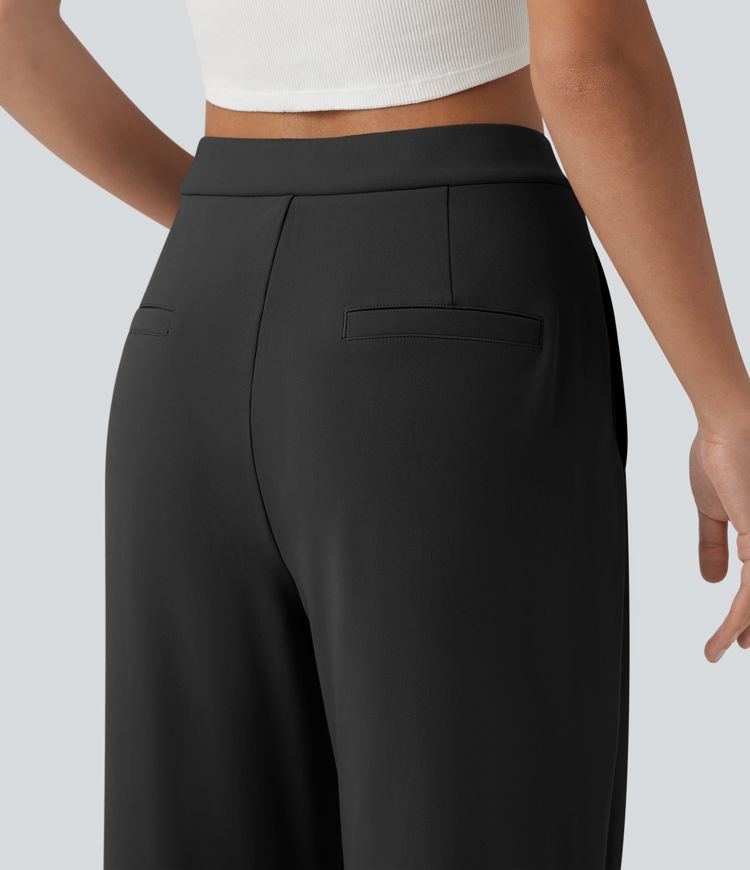 Halara Flex™ DayStretch Asymmetric Mid Rise Work Straight Leg Pants with Pockets