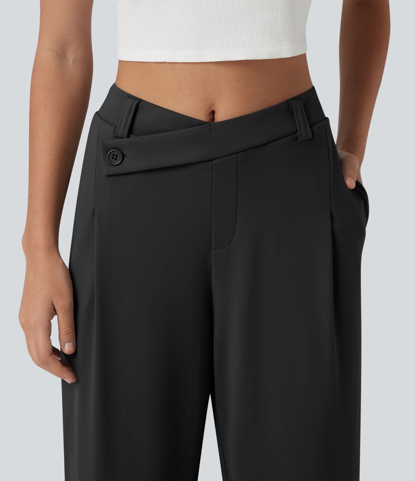 Halara Flex™ DayStretch Asymmetric Mid Rise Work Straight Leg Pants with Pockets