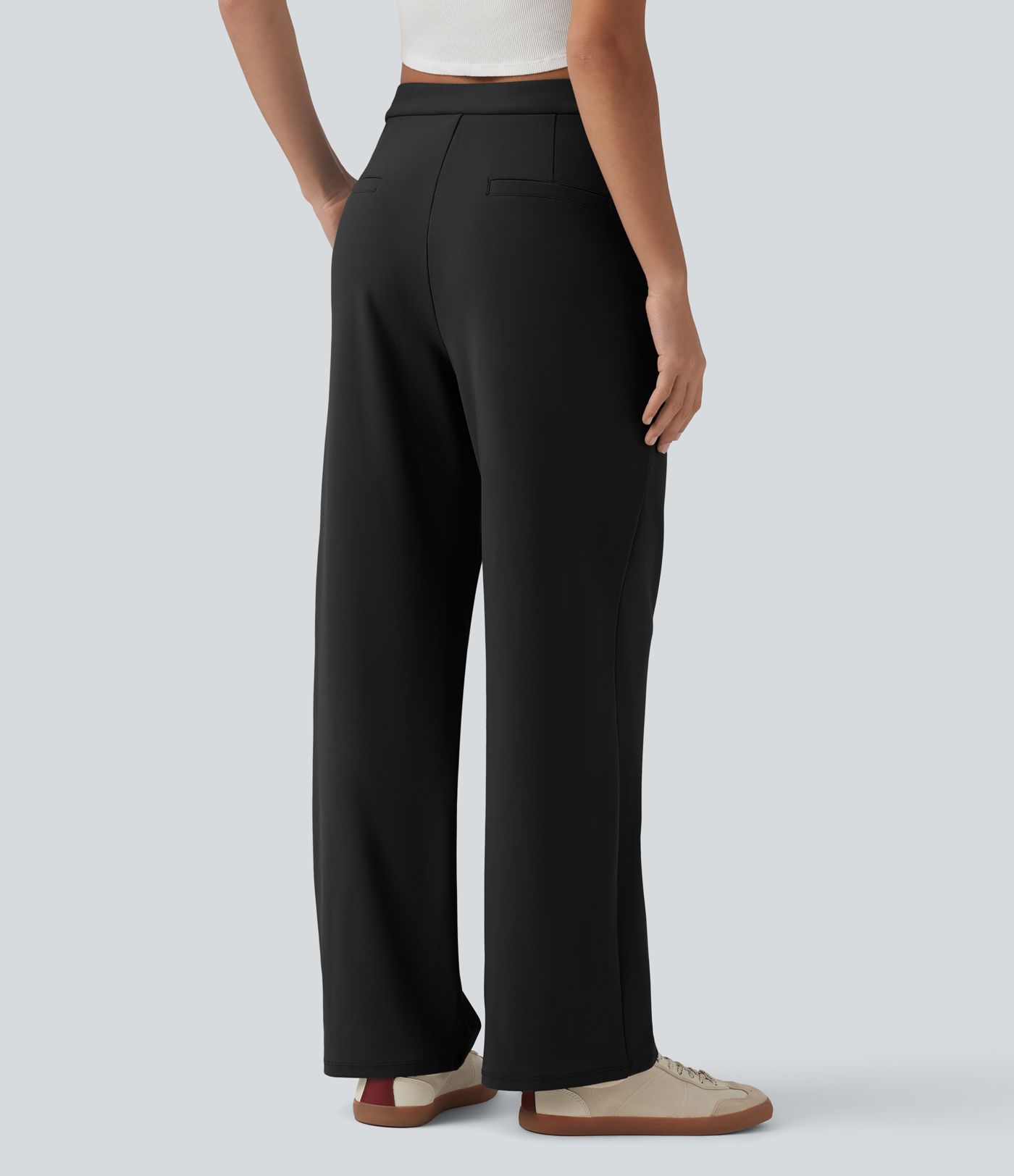 Halara Flex™ DayStretch Asymmetric Mid Rise Work Straight Leg Pants with Pockets