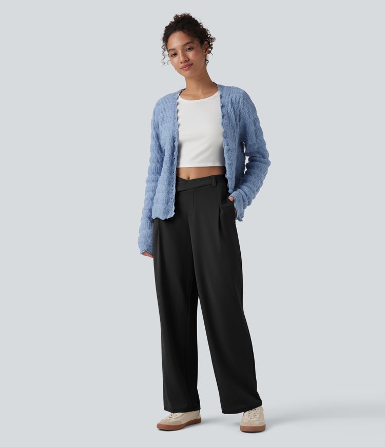 Halara Flex™ DayStretch Asymmetric Mid Rise Work Straight Leg Pants with Pockets