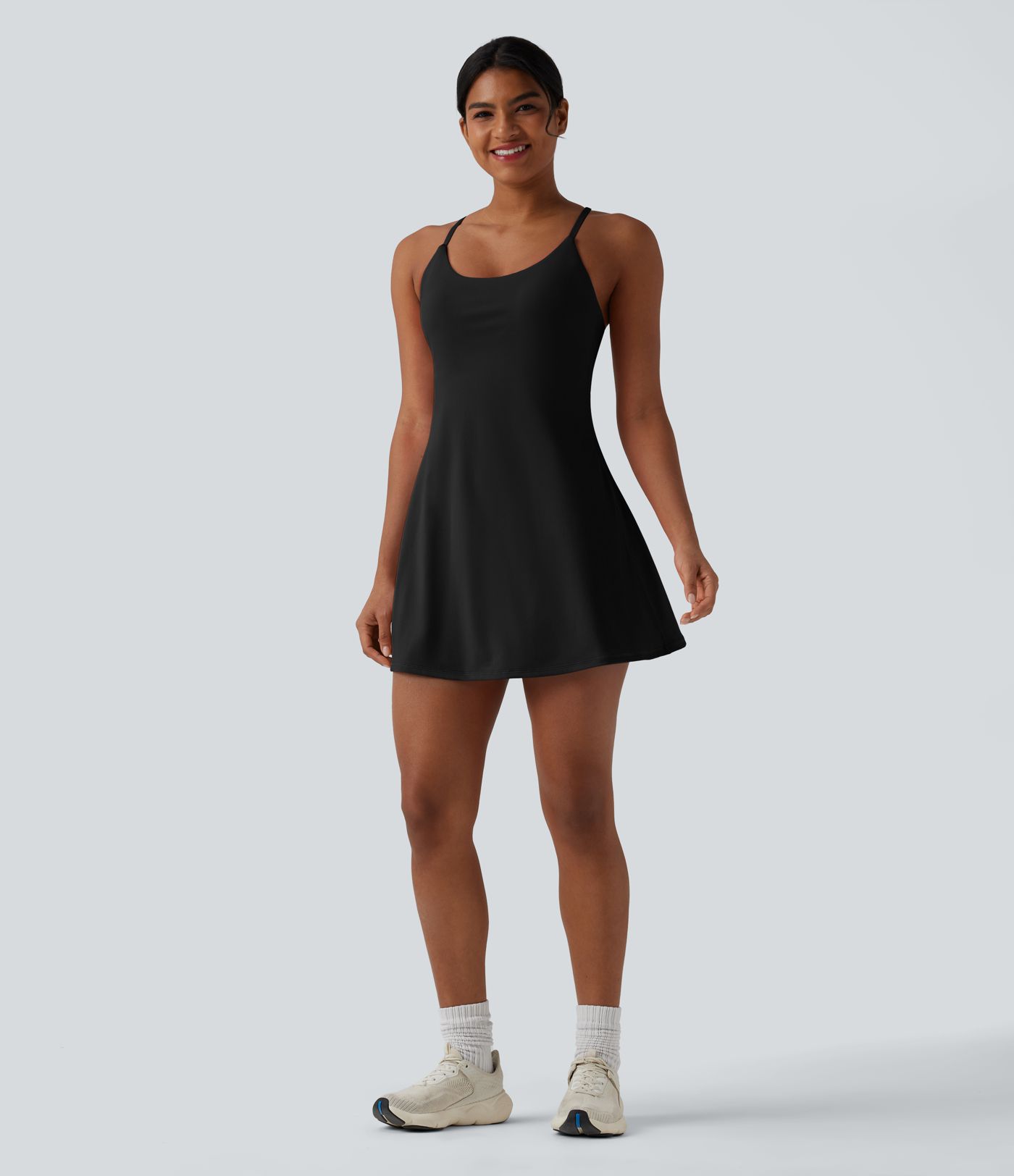 Softlyzero™ pliušinė sportinė suknelė su pilvo modeliuojančiu efektu ir kišenėmis — Easy Peezy leidimas